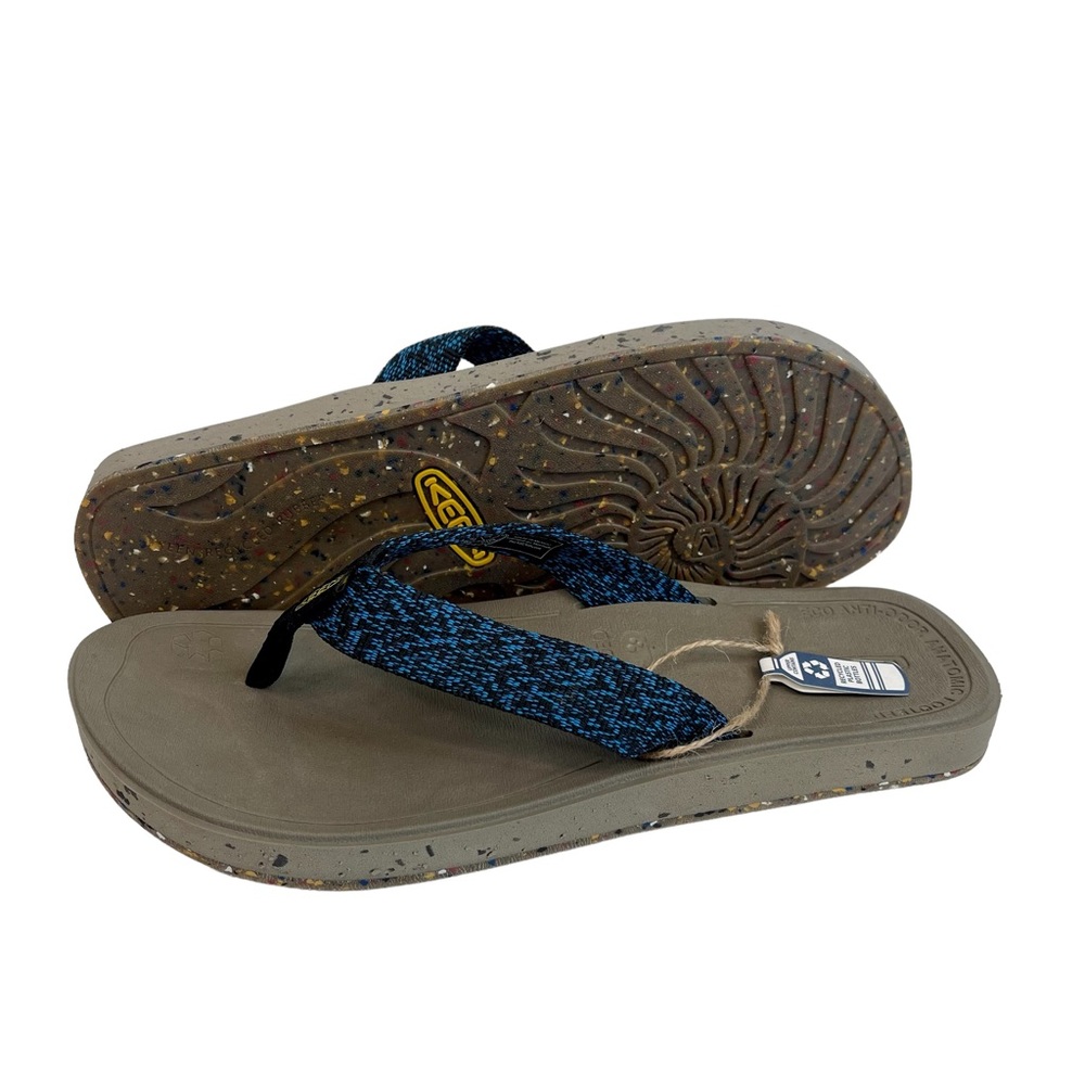 KEEN MEN’S HARVEST FLIP-FLOPS BLACK/BLUE SIZE 8 MSRP $65